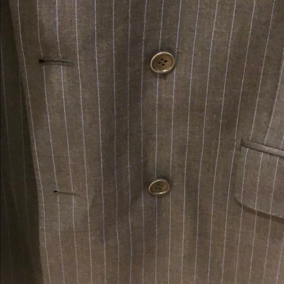 Italian suit; black, soft wool w/blue pin stripes - Picture 3 of 8